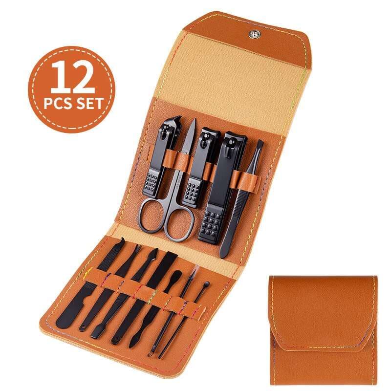 Ensemble de 12 pcs coupe-ongles professionnel en acier inoxydable