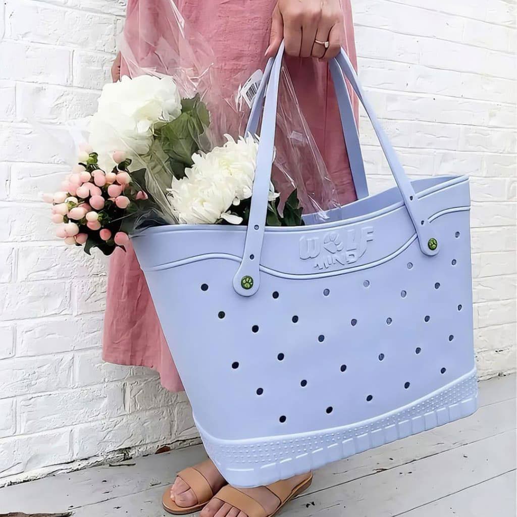 Sac de Plage Eva et Silicone Garni de Trous  Grand Cabas Imperméable Tendance pour Été - حقيبة الشاطئ السيليكونية العصرية المقاومة للماء 