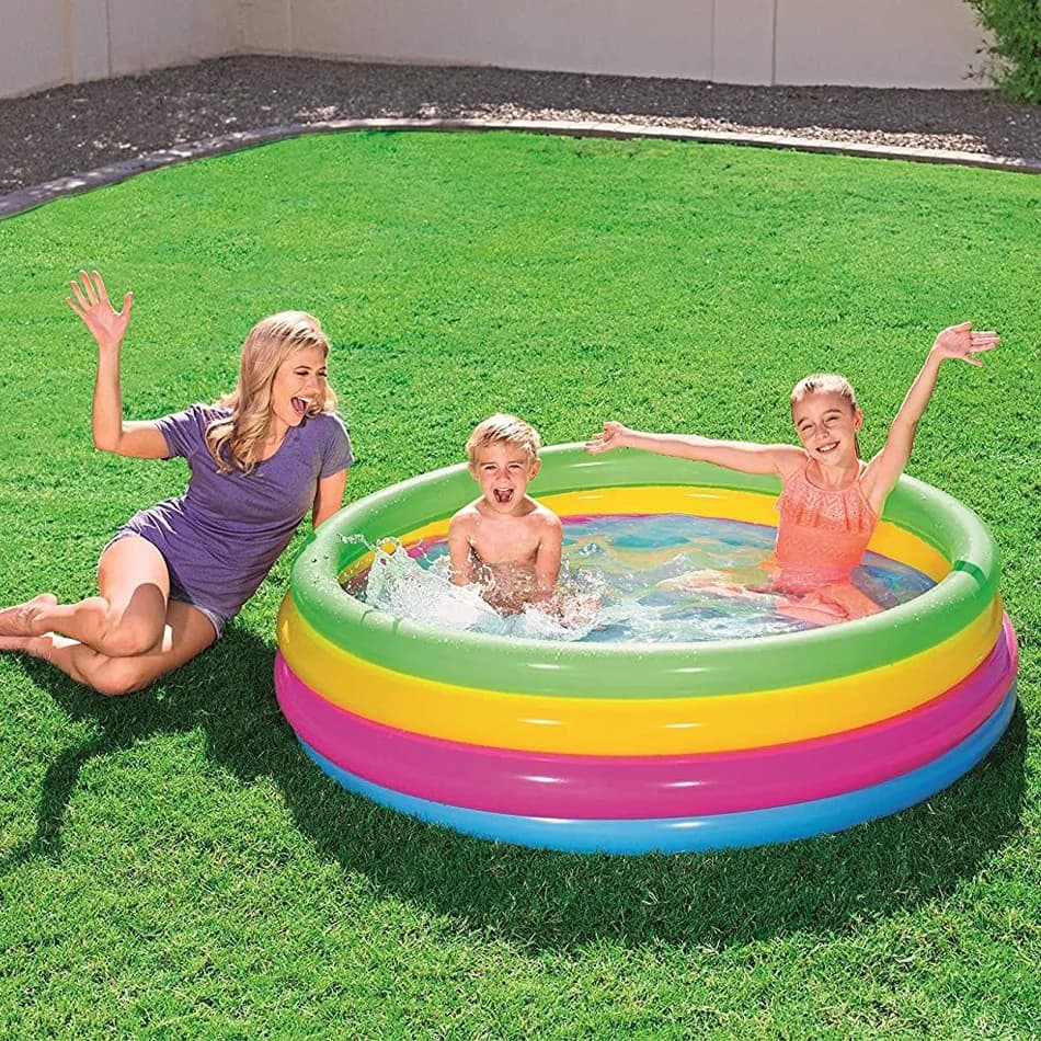 Piscine Gonflable Arc-en-Ciel pour Enfants Bestway 51117 4 Anneaux - مسبح نفخ للأطفال بألوان قوس قزح 4 حلقات 