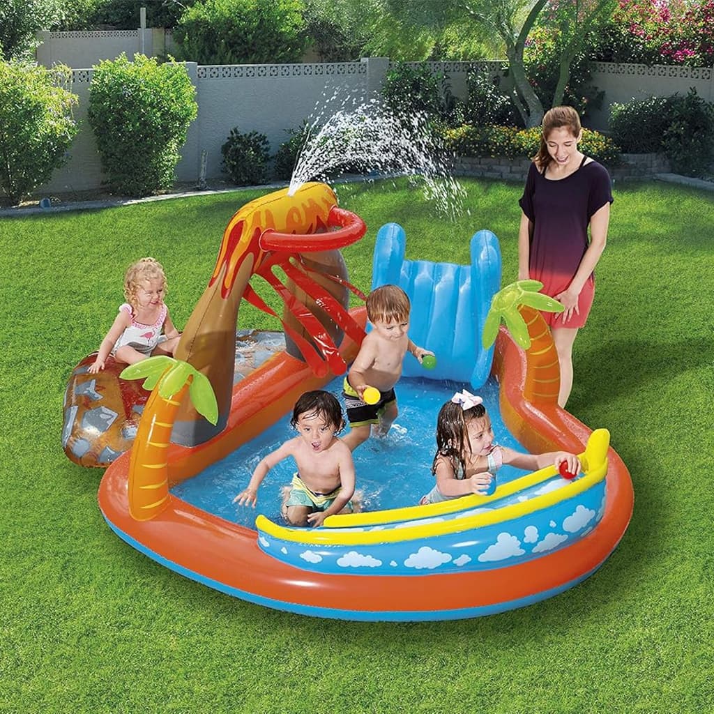 Air de Jeux Gonflable Bestway 53069 Lava Lagoon  Toboggan Amovible et Fontaine à Eau - مركز الألعاب المائي المتكامل للأطفال 