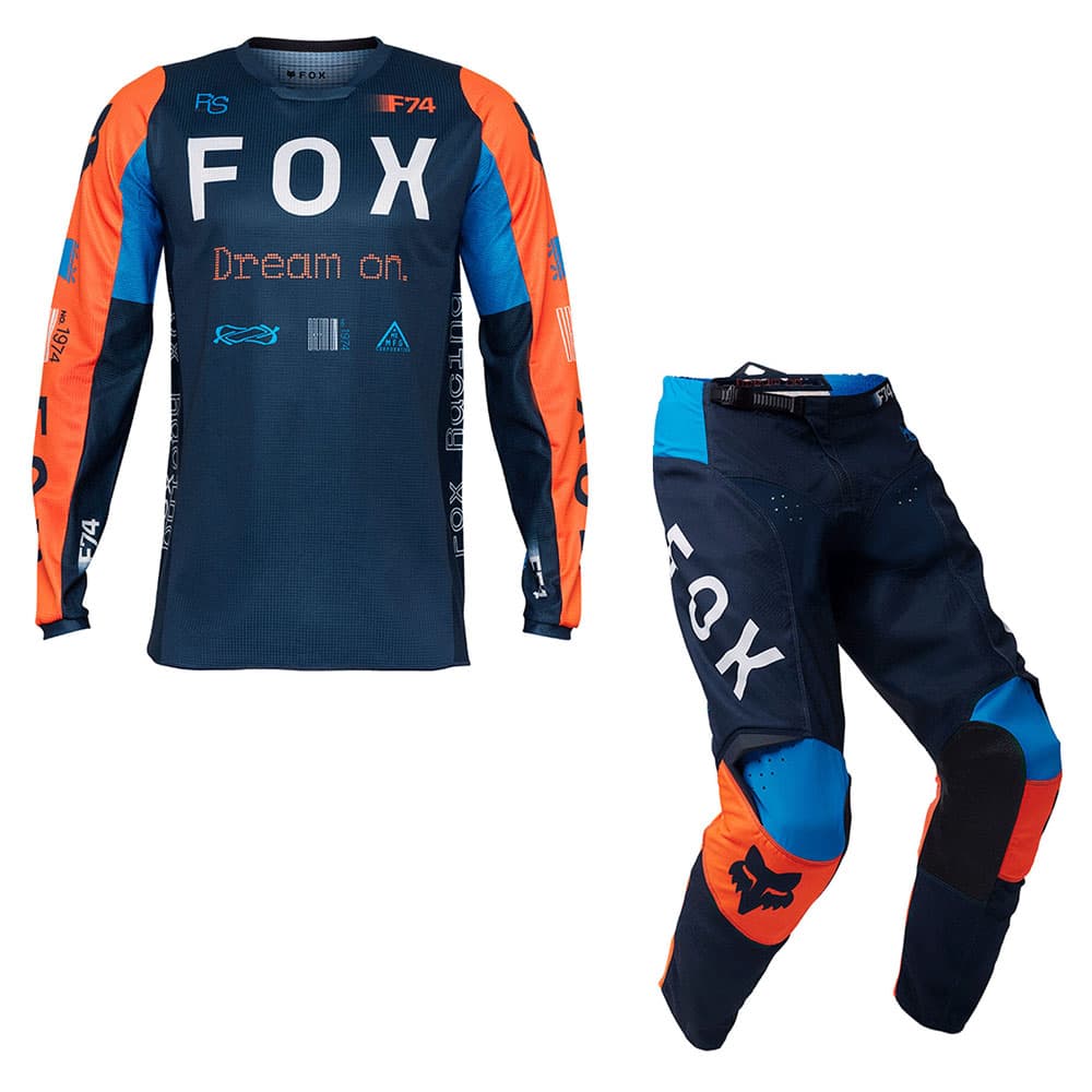 Tenue de Motocross Fox 180 RACE SPEC Bleu Nuit - Maillot Respirant et Pantalon MOTO Coupe RAP - طقم ملابس دراجات نارية وموتوكروس  (قميص + بنطال)