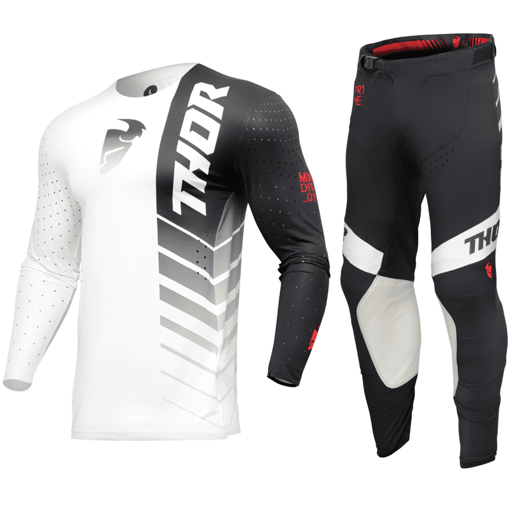 Maillot de Motocross Thor Prime White Tissu Stretch - قميص الموتوكروس والسباقات الاحترافي