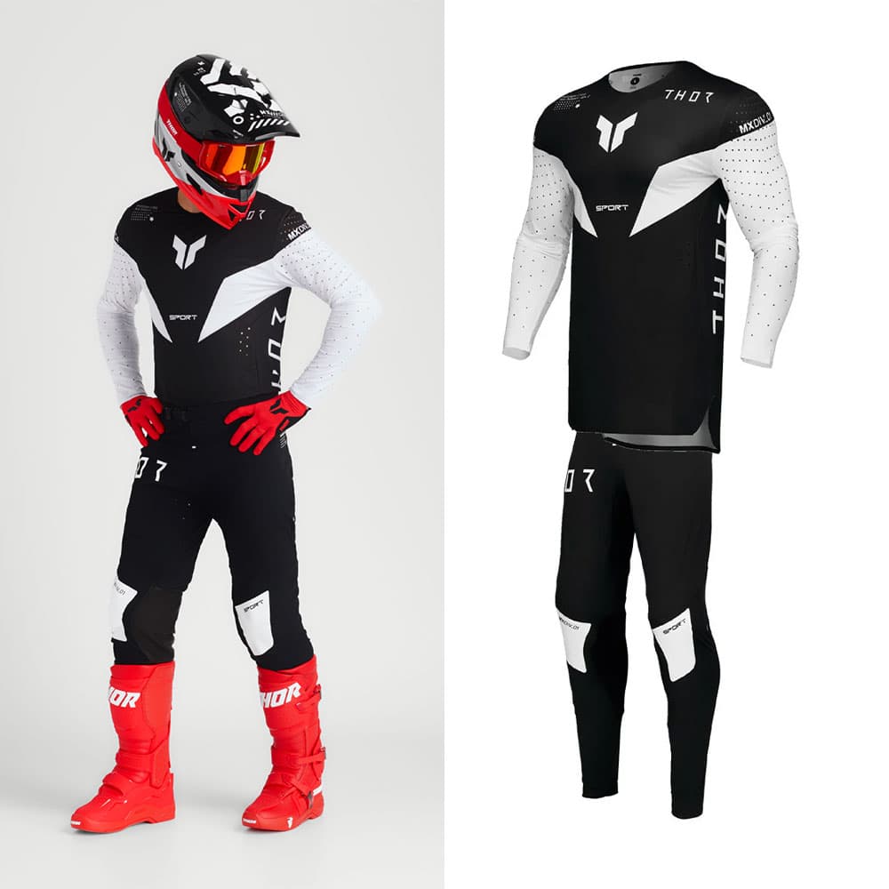 Tenue Motocross et Enduro Thor Sportmode Strike Black Maillot et Pantalon MOTO - طقم ملابس موتوكروس وإندورو باللون الأسود
