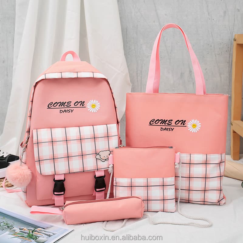 Ensemble de sacs d’école Kawai pour adolescents 4Pcs ComeON Rose – محفظة 4 قطع كاواي وردي 