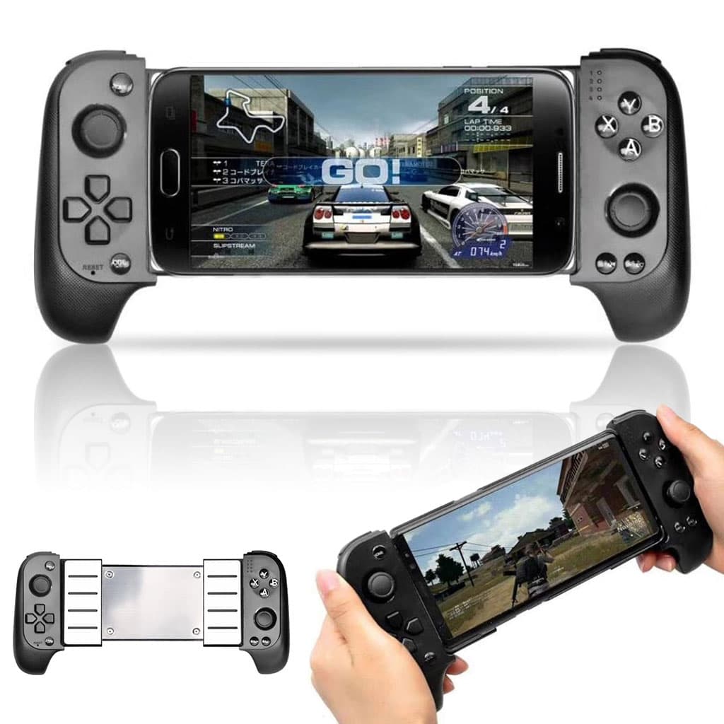 Manette de Jeu Sans Fil Bluetooth  Support Télescopique (40mm), 16 Boutons et Joystick Flexible - ذراع تحكم الألعاب اللاسلكية للهواتف الذكية مع مقبض قابل للتمديد