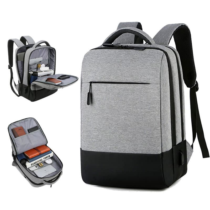 Sac à Dos Ordinateur Portable Multifonctionnel avec Port de Charge USB Grand Volume SACHM07GR - حقيبة ظهر متعددة الاستخدامات للكمبيوتر المحمول والعمل مع منفذ شحن 