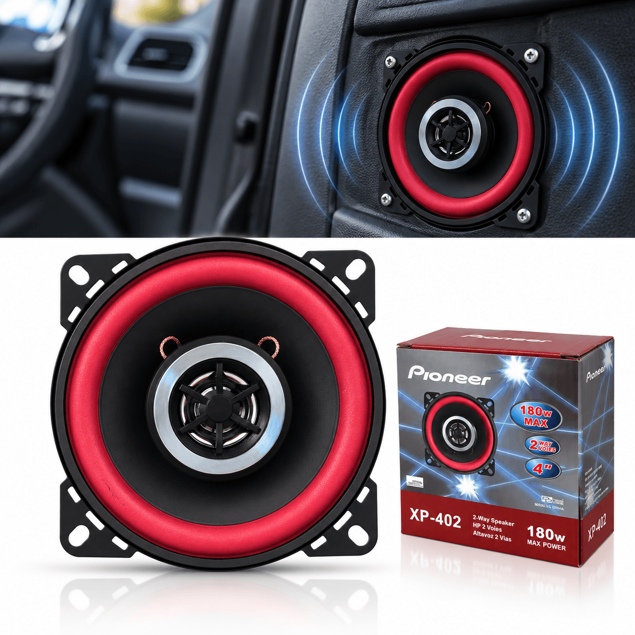 Haut-parleurs de Voiture Pioneer XP-402 4 Pouces 180W 2-Way - مكبرات صوت للسيارة 4 بوصة 180 واط ثنائية الاتجاه