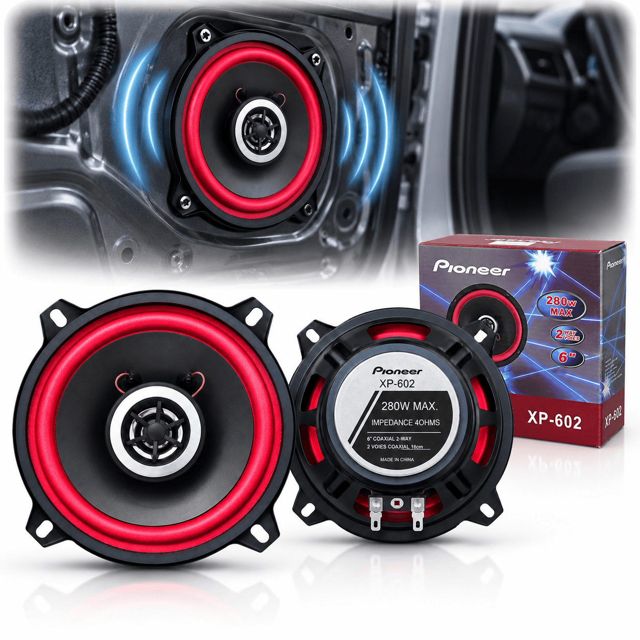 Haut-parleurs de Voiture Pioneer XP-602 6 Pouces 280W 2-Way Coaxial - مكبرات صوت للسيارة بايونير 6 بوصة 280 واط ثنائية الاتجاه