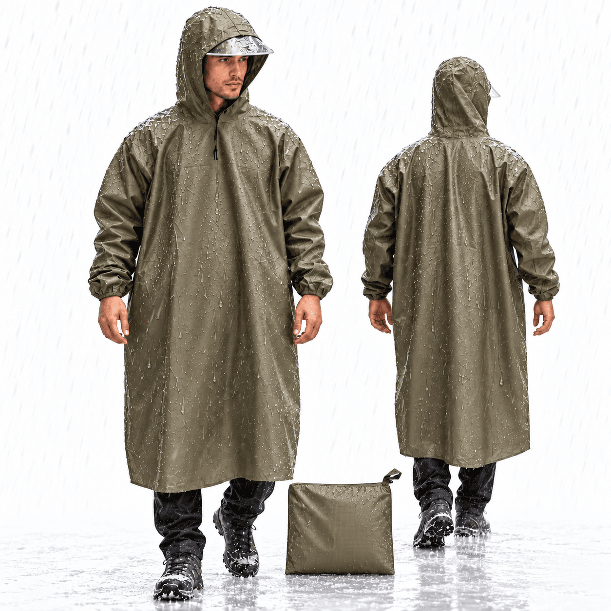 Tenue Imperméable Long avec Capuche Protection Complete  - معطف مطر طويل مقاوم للماء