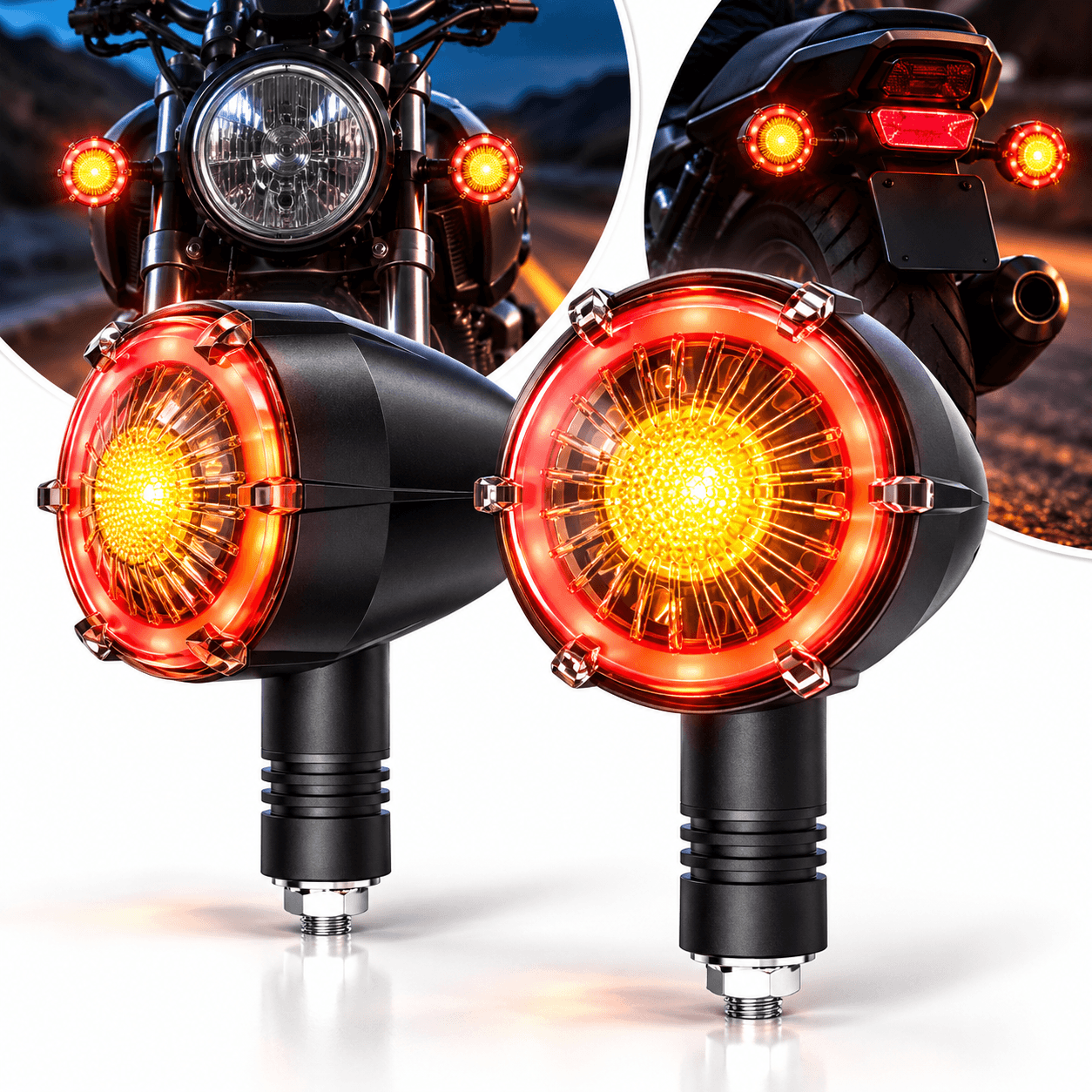 Clignotants LED pour Moto Couleur Rouge et Orange 2pcs - أشارات غمازات دراجة نارية أحمر وبرتقالي