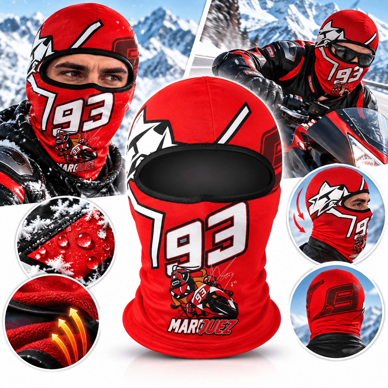 Cagoule Moto Thermique Balaclava Marquez 93 - قناع واقي وجه كامل حراري للدراجات النارية