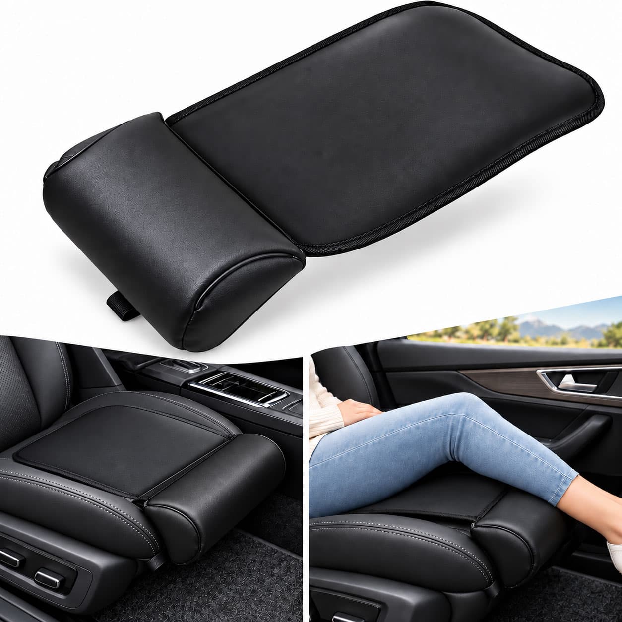 Extension de Siège de Voiture Support de Jambes en Simili Cuire V2 - وسادة تمديد مقعد السيارة لدعم الأرجل