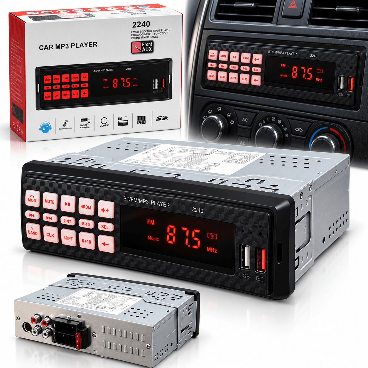Autoradio MP3 Bluetooth pour Voiture 2240 - راديو ومشغل مسجل سيارة بلوتوث 