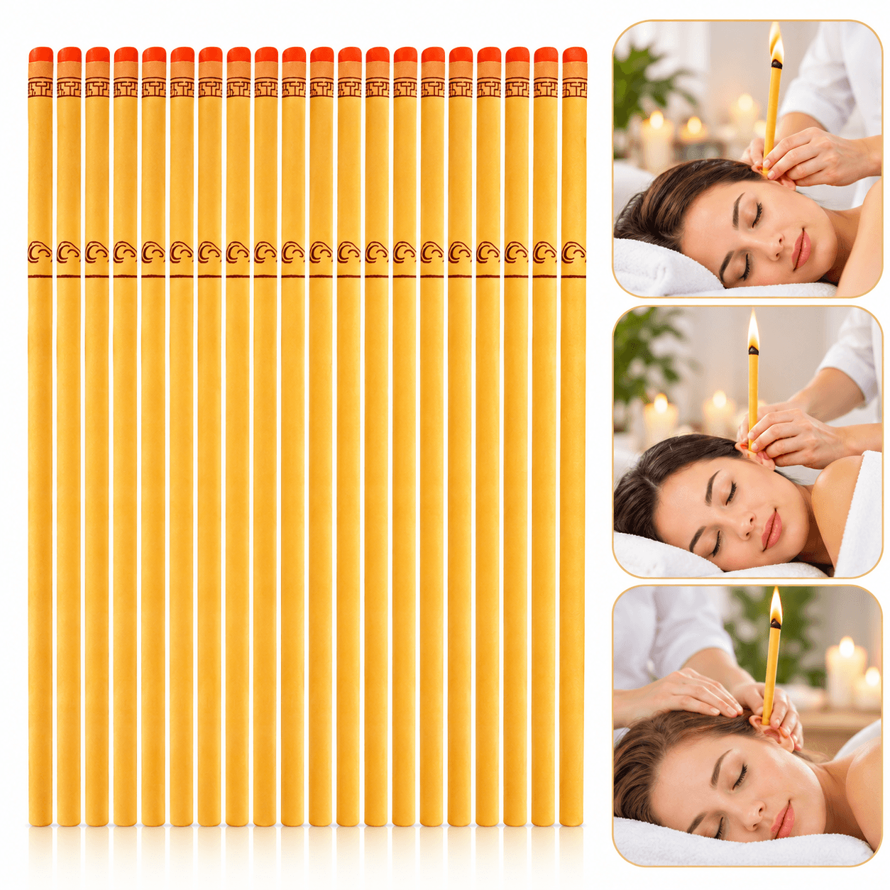 Bougies Auriculaires en Cire Naturelle Pack 20Pcs – شموع الأذن من الشمع الطبيعي