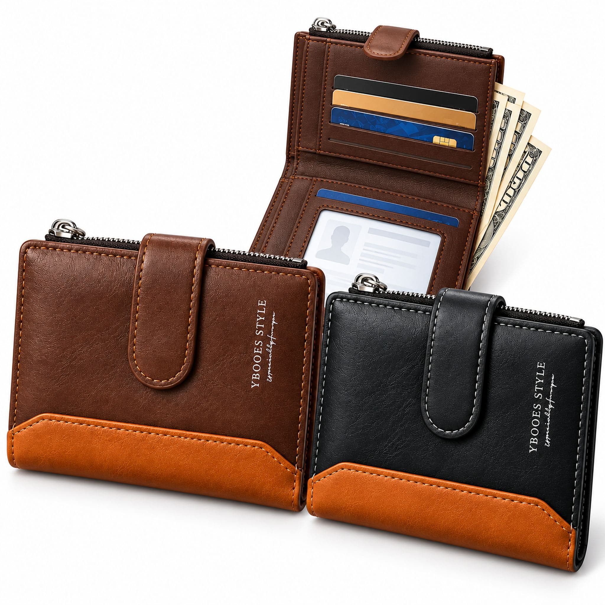 Portefeille YBOOES Style pour Homme Multi-Poches en Simili Cuire - محفظة نقود وبطاقات