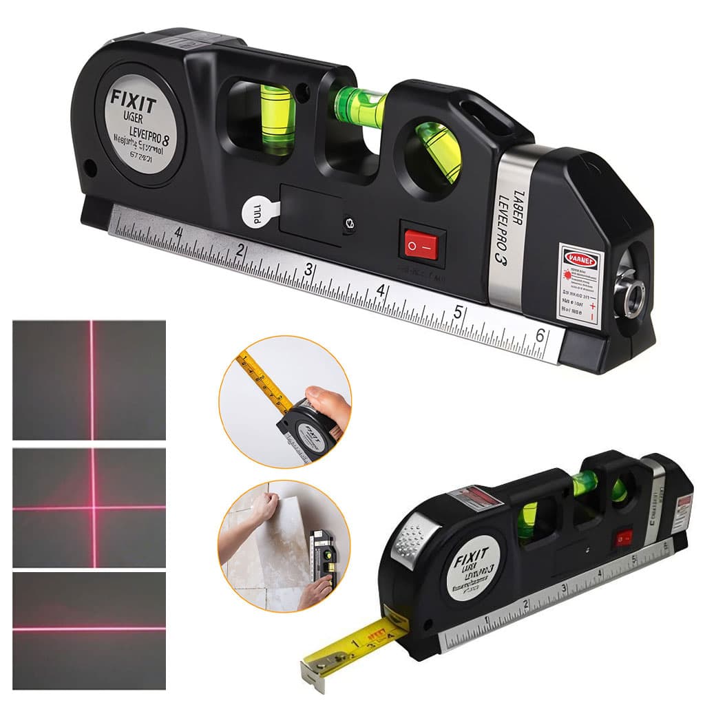 Niveau Laser 4en1 Fixit Level pro 3  Polyvalent Ruban De 8 Pieds