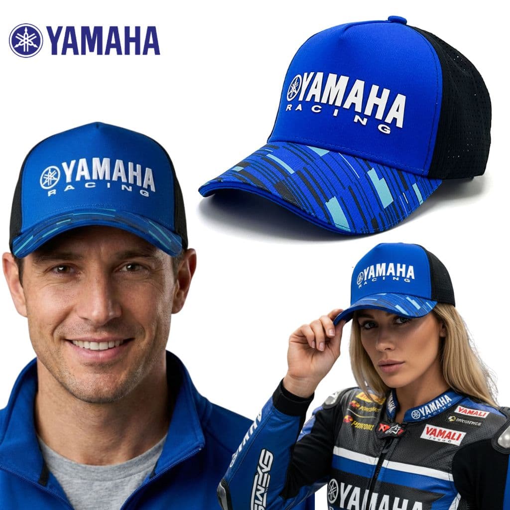 Casquette Yamaha Racing Bleu et Noire avec Filet Respirant Unisexe - قبعة رياضية جودة عالية