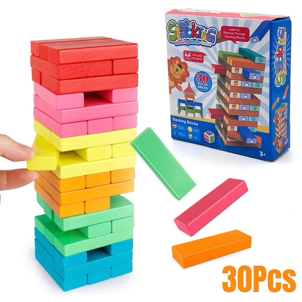 Jeu de blocs de construction colorés à faire tomber 30pcs - لعبة هدم الأبراج