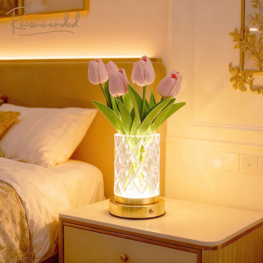 Vase Lumineux LED Tactile en Cristal Couleurs RGB Rechargeable - فازة كريستال مضيئة