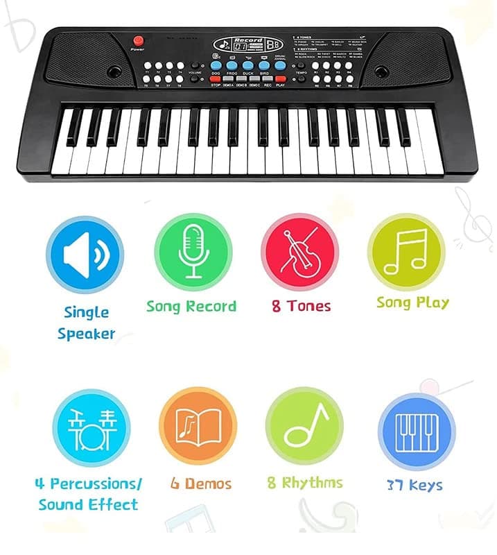 Piano éducatif à clavier électronique pour enfants, avec microphone et 37 touches - بيانو تعليمي بـ 37 مفتاحاً للأطفال