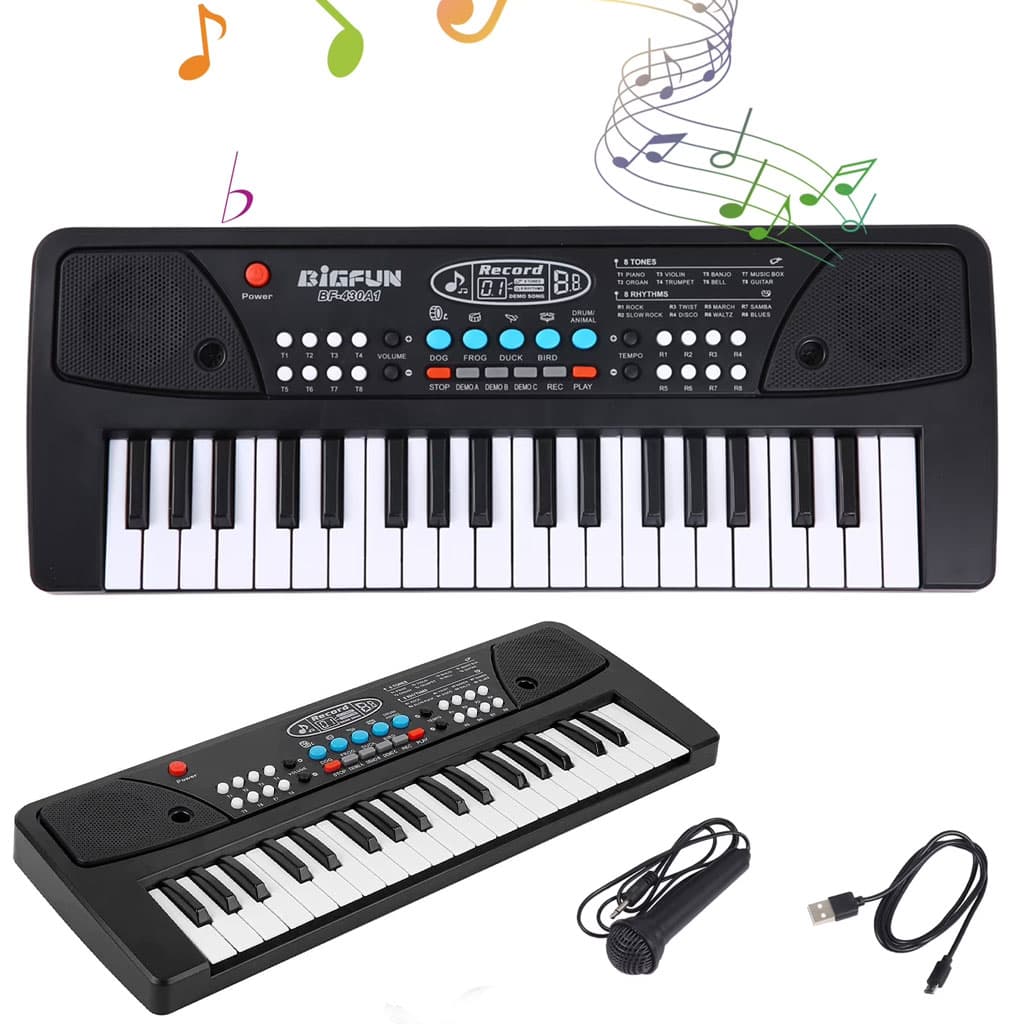 Piano éducatif à clavier électronique pour enfants, avec microphone et 37 touches - بيانو تعليمي بـ 37 مفتاحاً للأطفال