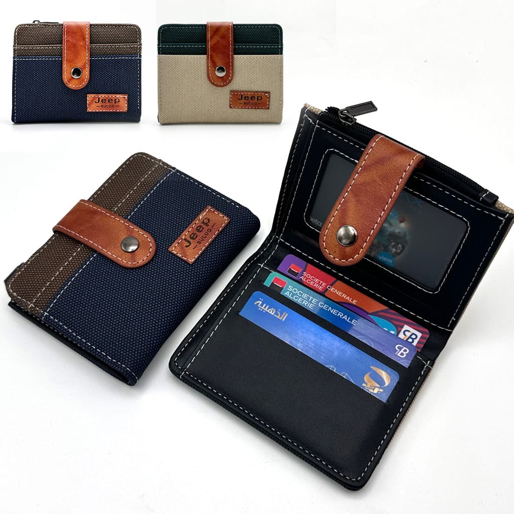 Portefeille Jeep pour Homme Conception en tissu résistant avec des accents en cuir - محفظة نقود وبطاقات