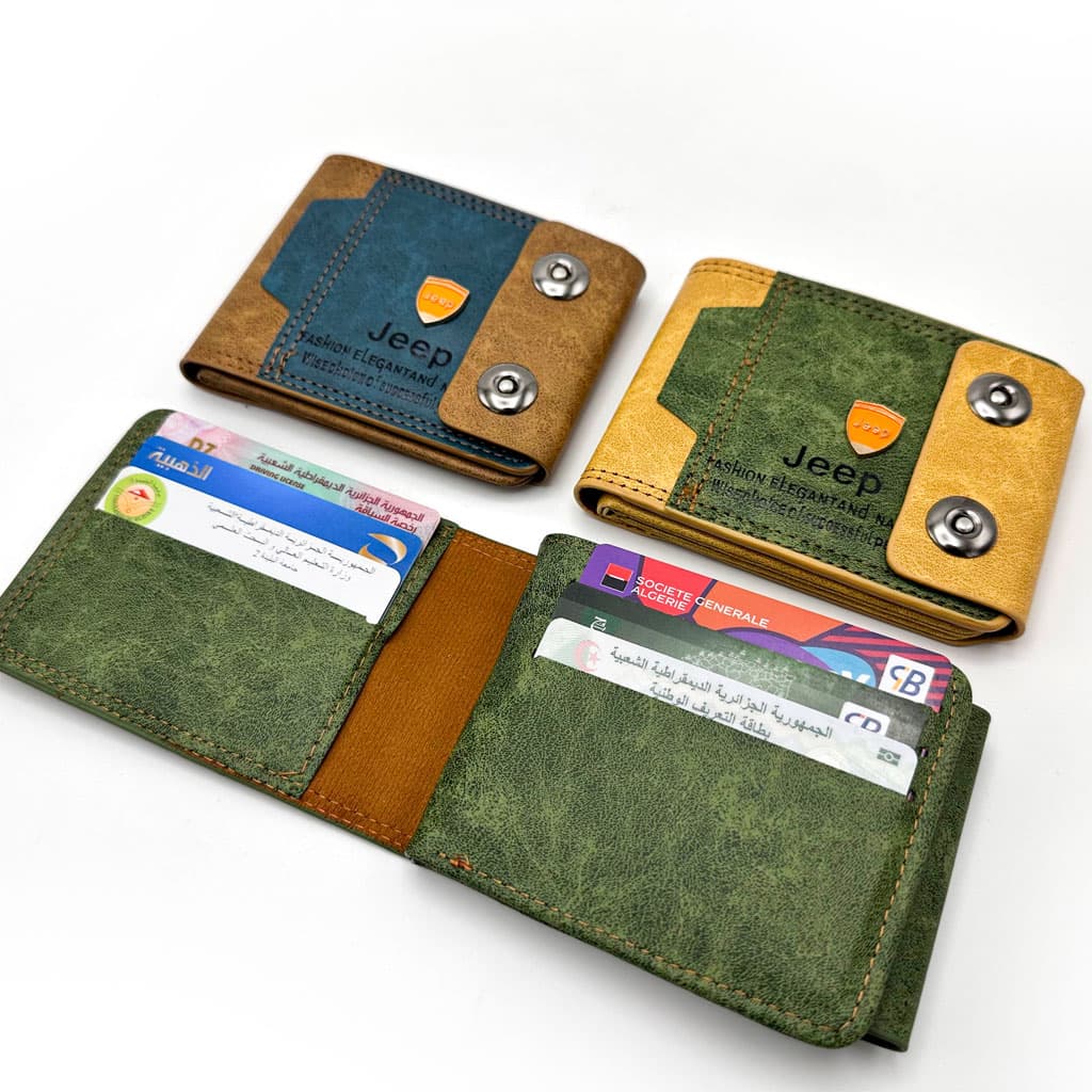 Portefeille Jeep pour Homme Multi-Poches en Simili Cuire - محفظة نقود وبطاقات