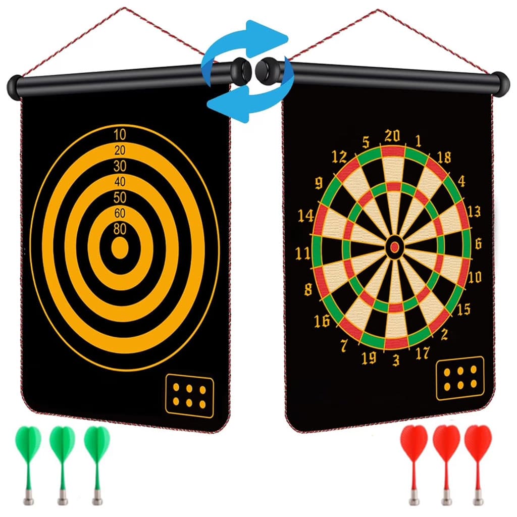 Jeu de fléchettes magnétique avec cible enroulable et suspendue avec 6 fléchettes incluses - لعبة رمي السهام