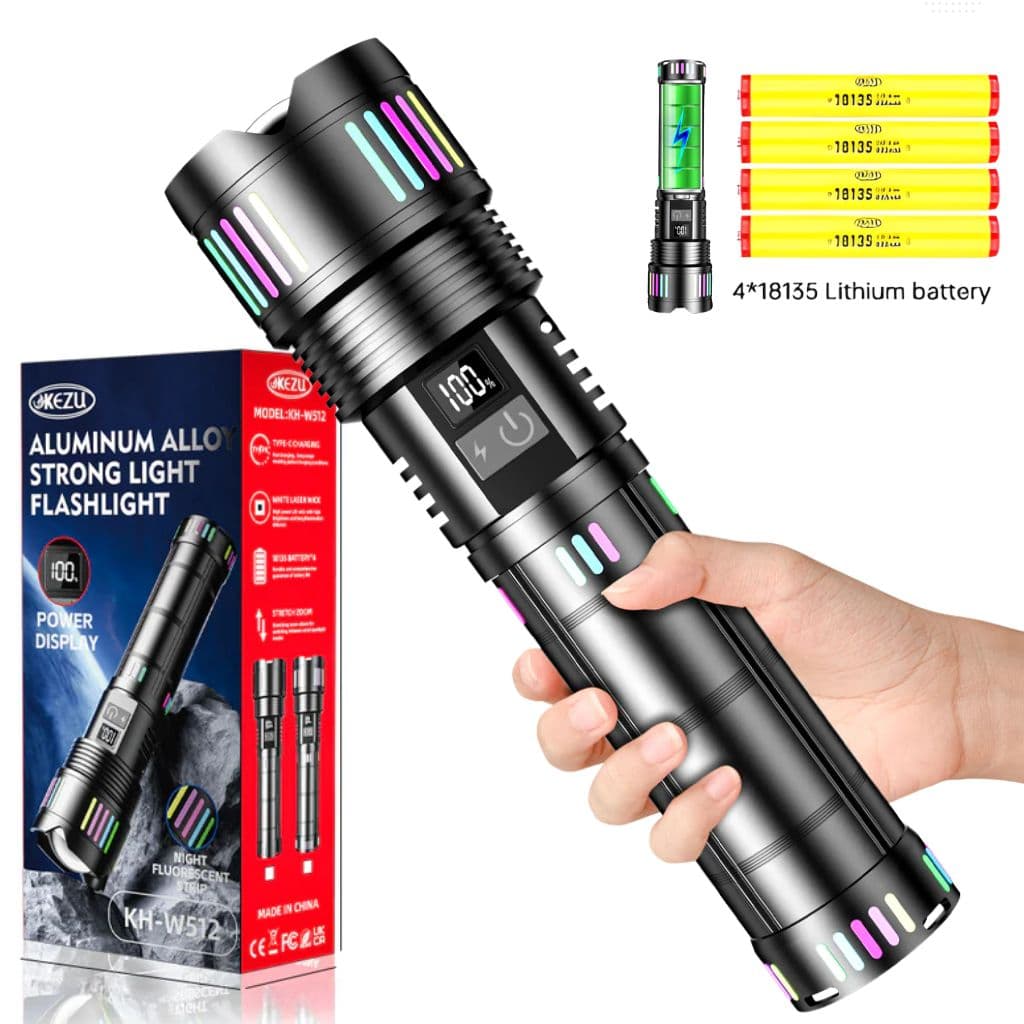 Lampe Torche tactique ultra-puissant 2000 lumens Portée 600 mètres battrie 16000mAh - مصباح يدوي تكتيكي فائق القوة