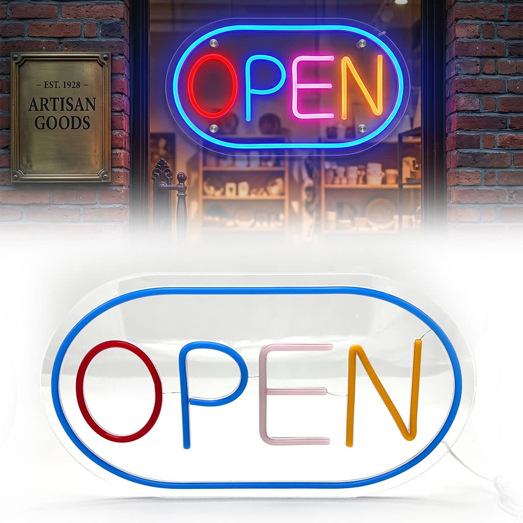 Panneau LED Neon Signe Open - لوحة مضيئة لواجهة محل