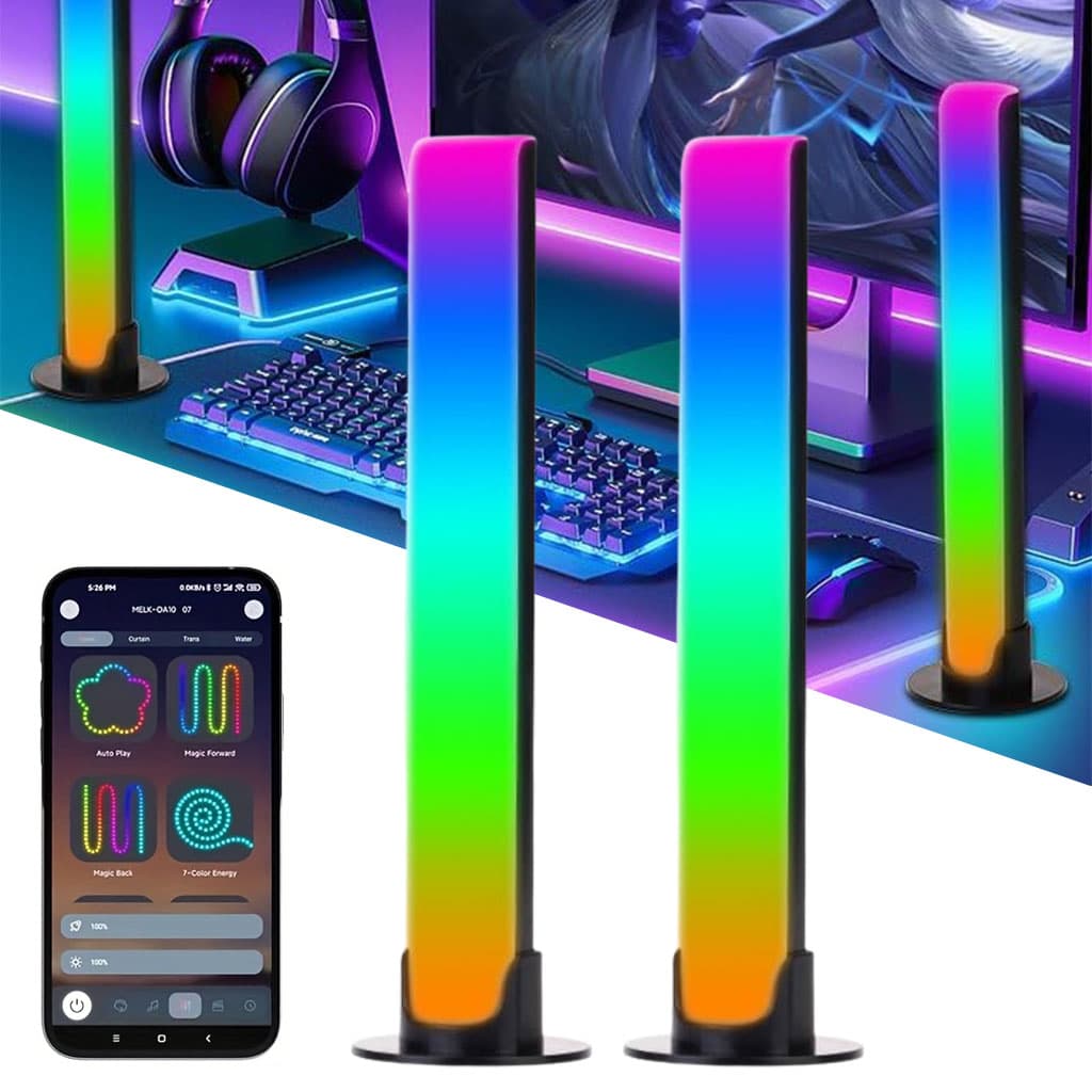 Barre LED RGB 2PCS synchronisée avec la musique et les sons 8 modes d'éclairage - أضواء ملونة متزامنة مع الموسيقى