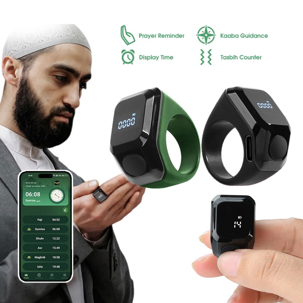 Anneau de Zikr Intelligent avec Bluetooth Ecran OLED - خاتم التسبيح الذكي يعمل مع تطبيق بلوتوث