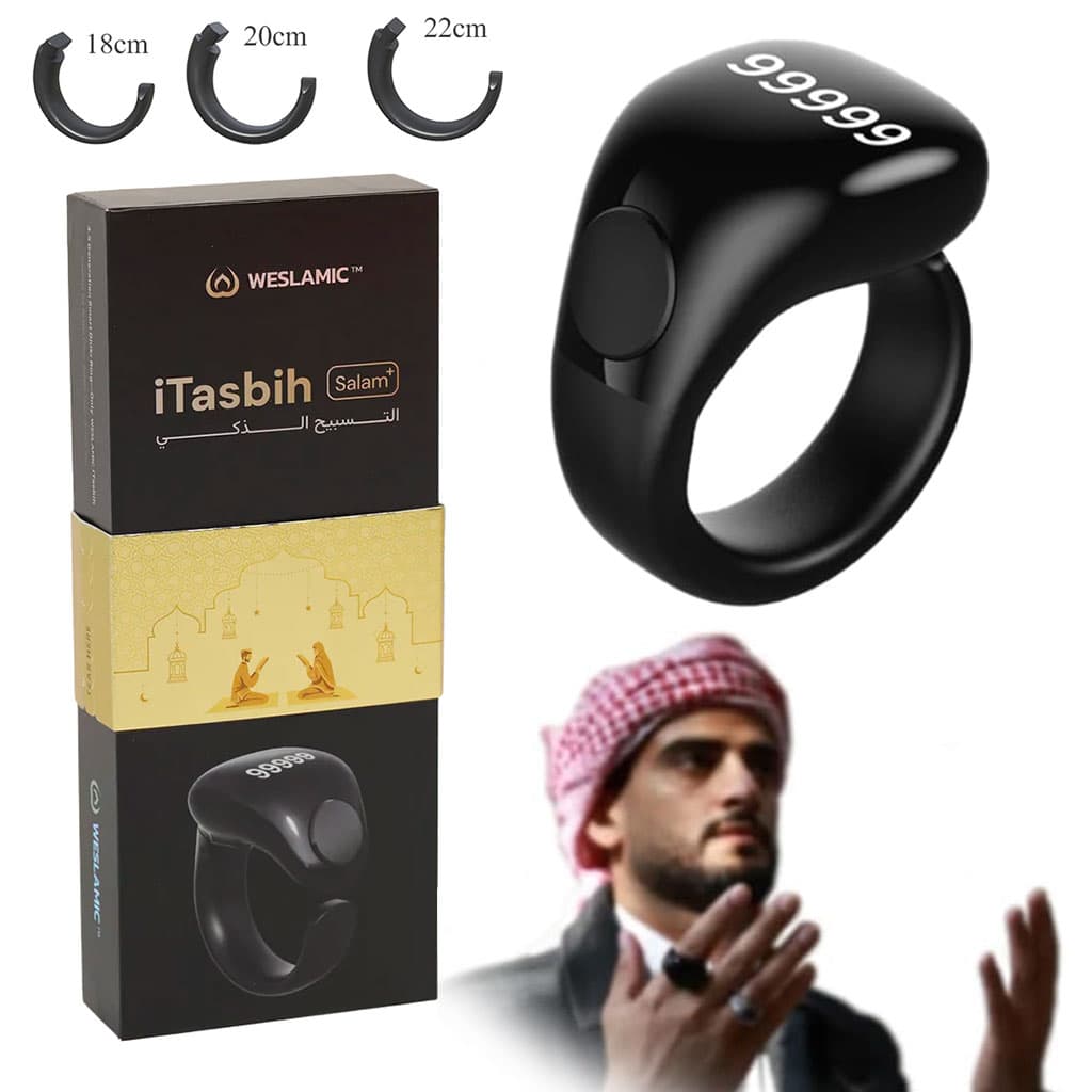 Anneau de Zikr Étanche avec Écran OLED iTasbih Salam+ - خاتم التسبيح الذكي المقاوم للماء بـ3 مقاسات