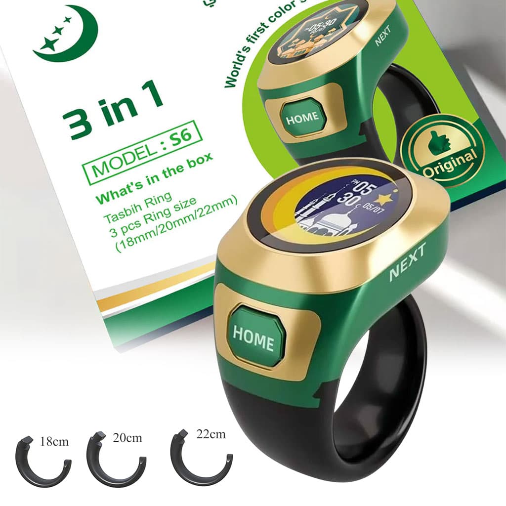 Anneau de Zikr S6 avec Écran OLED Couleur - خاتم التسبيح الذكي بشاشة ملونة