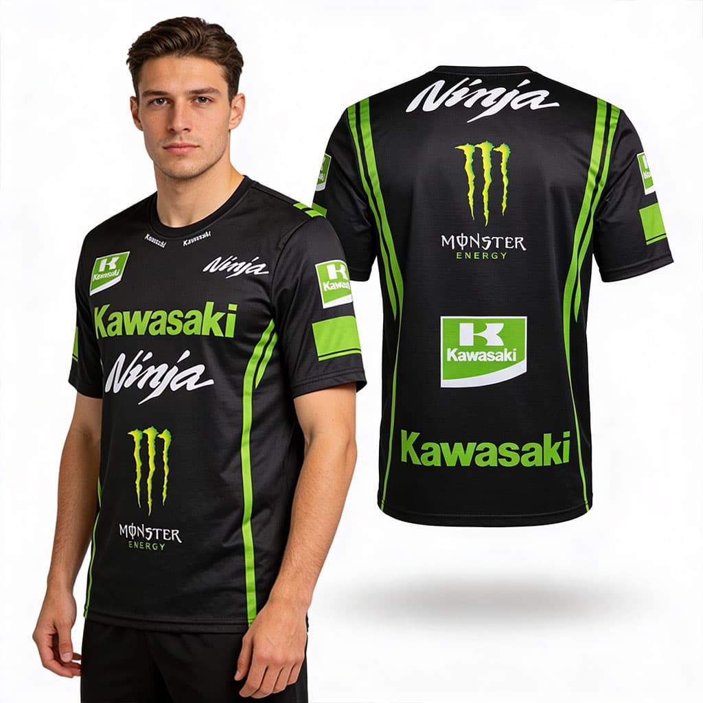 T-shirt Kawasaki Ninja Racing Team Premium Edition Monster Energy V1 - تيشرت كوازاركي نينجا الرياضي