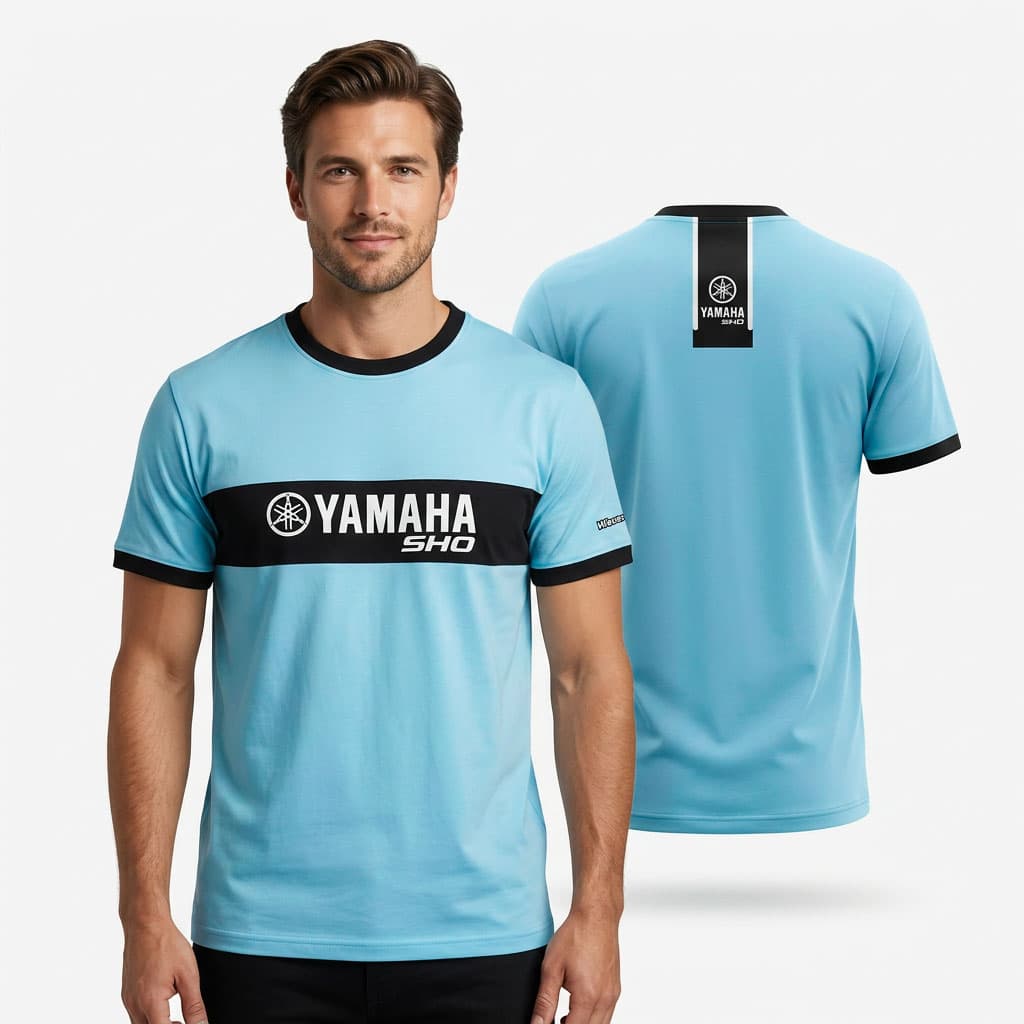 T-shirt Sport Yamaha Bleu Ciel Edition SHO Premium - تيشرت ياماها الرياضي الكاجوال