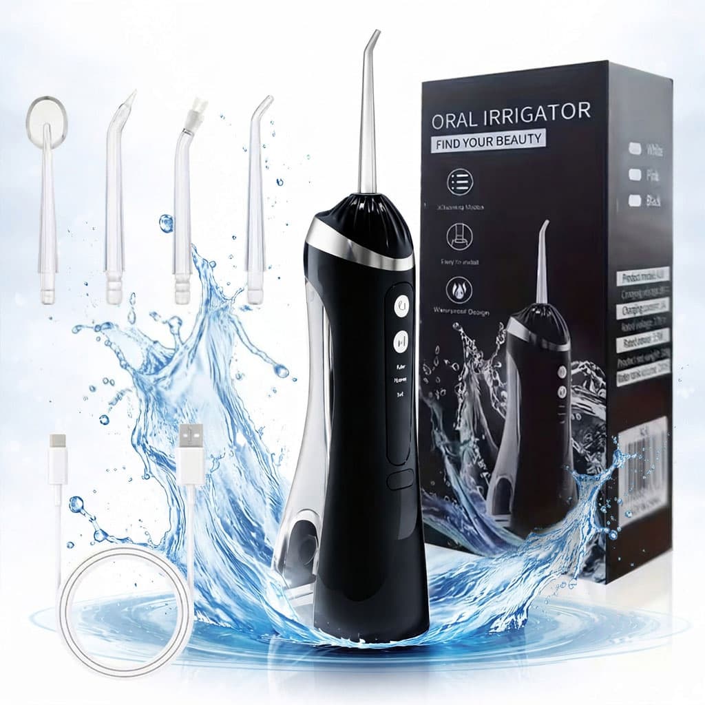 Hydropulseur Dentaire Sans Fil Jet Dentaire Portable à 3 Modes et 4 Buses - جهاز تنظيف الأسنان واللثة المائي