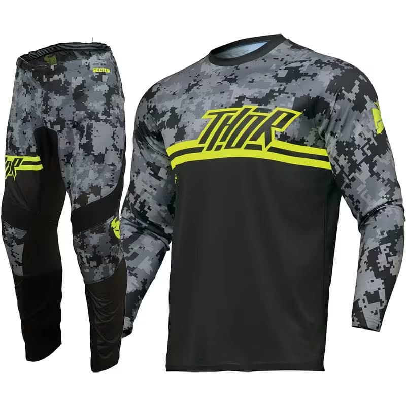 Ensemble Maillot et Pantalon Thor Sector Digi Camo Haute Mobilité Tissu Anti-Humidité Gray- طقم ملابس الدراجات النارية والرياضات