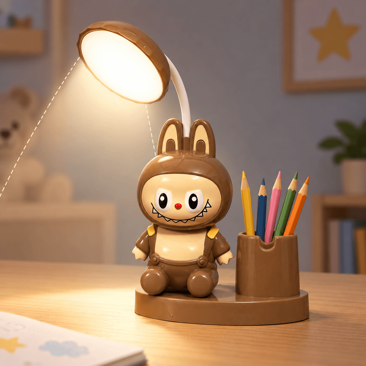 Lampe de Bureau LED Pour Enfants avec Porte-Crayon - Rechargeable USB Flexible 360° - مصباح مكتب ليد كرتوني للأطفال مع حامل أقلام قابل للشحن