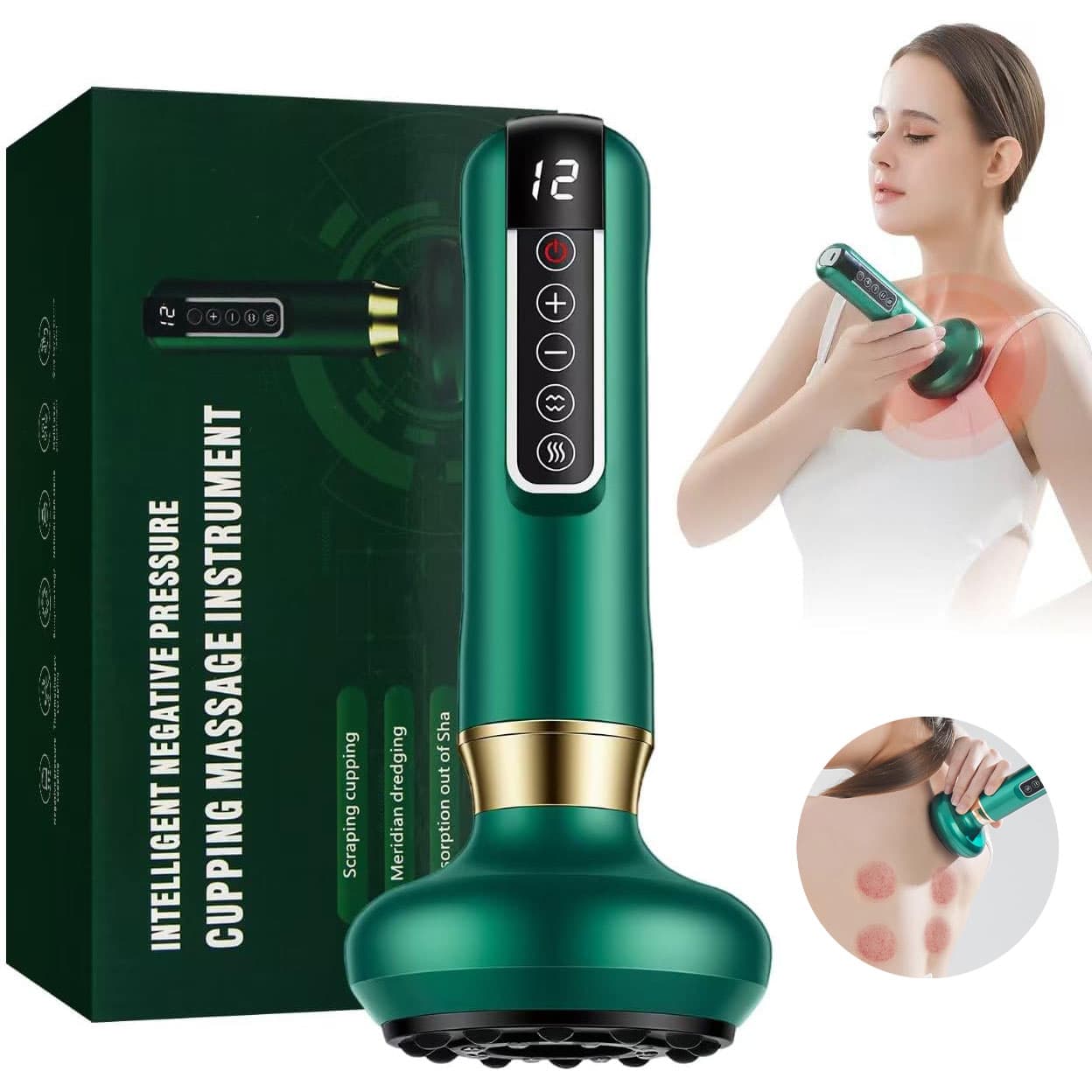 Appareil de Massage GuaSha Ventouse Électrique Rechargeable USB, Chauffant et Anti-Cellulite - جهاز مساج الغواشا والحجامة الكهربائي