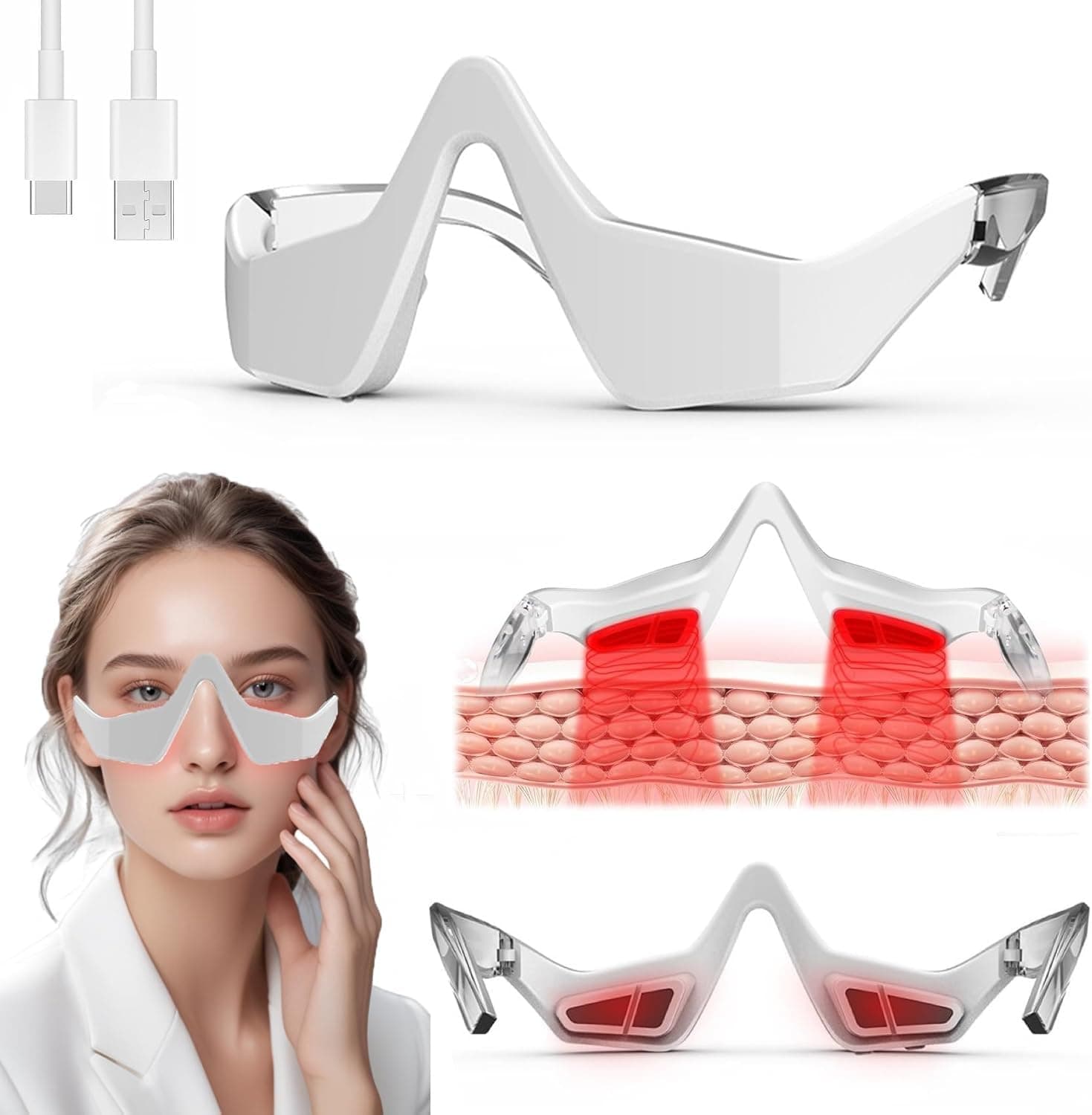 Masseur Yeux Rajeunissant Anti-Poches par Photothérapie Lumière Rouge - نظارة وقناع مساج وتجميل محيط العين بالضوء الأحمر والاهتزاز