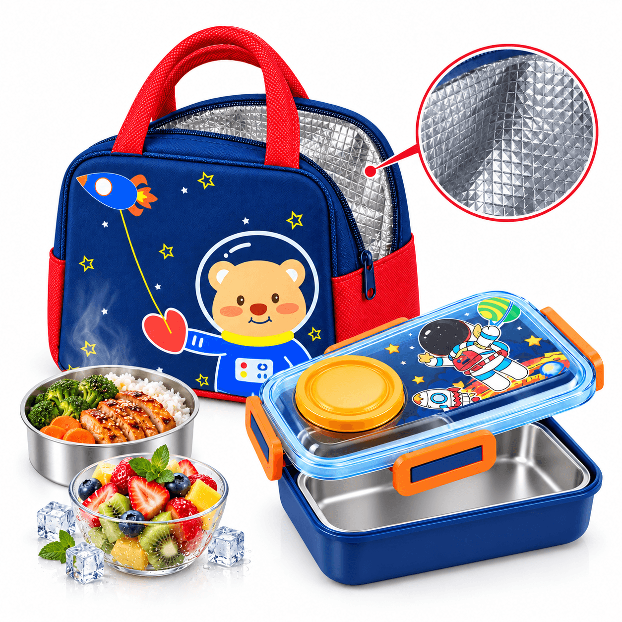 Pack Repas Enfant Complet – Sac Isotherme + Boîte à Lunch - وجبة طفلك المتكامل – حقيبة عازلة + علبة غداء