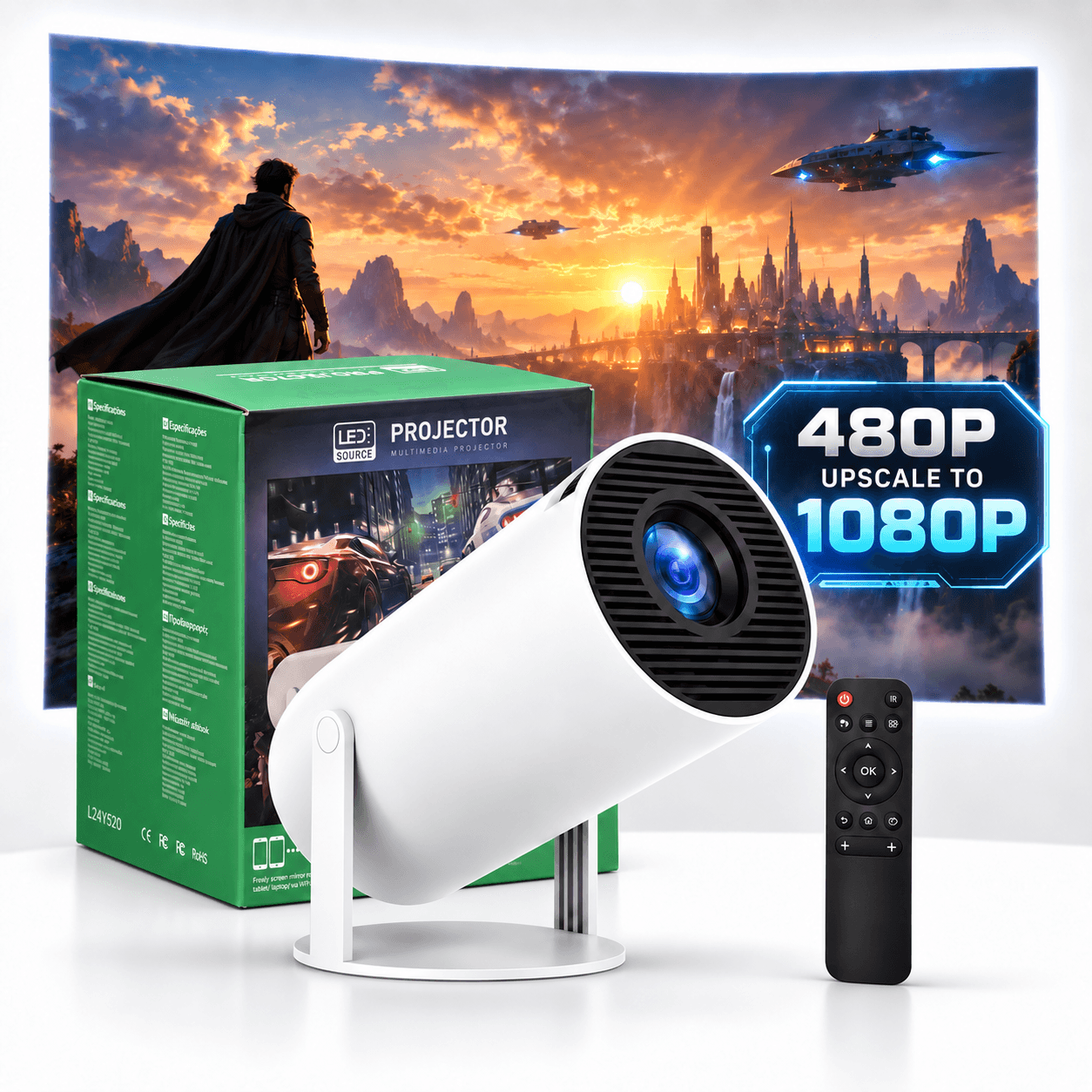 Mini Projector Multimédia Wifi Bleutooth 5.0 480p Up to 1080p - جهاز عرض ذكي ميني بروجكتر أندرويد
