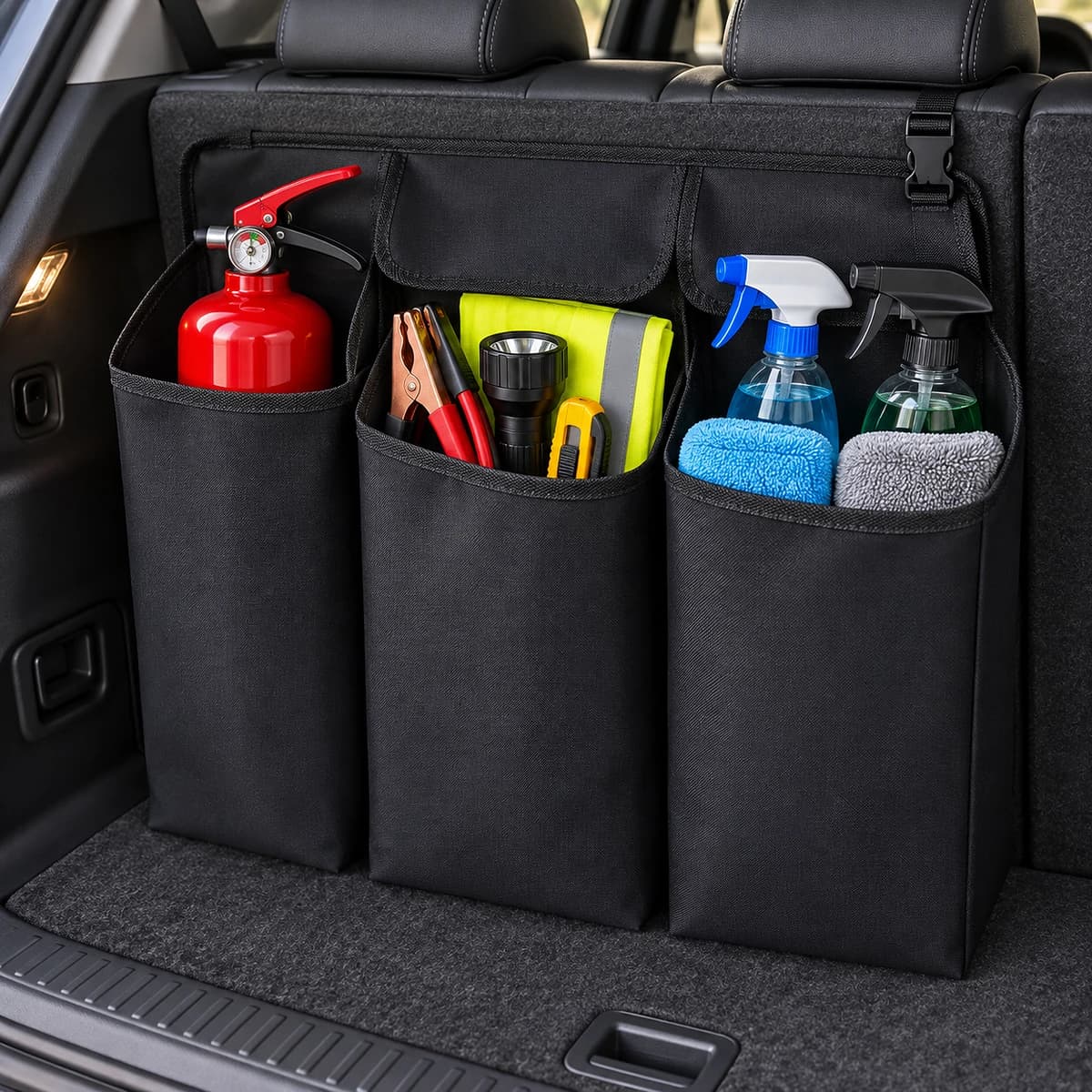 Organisateur de Coffre de Voiture Multifonction à 3 Compartiments -منظّم صندوق السيارة متعدد الاستخدامات بثلاثة أقسام
