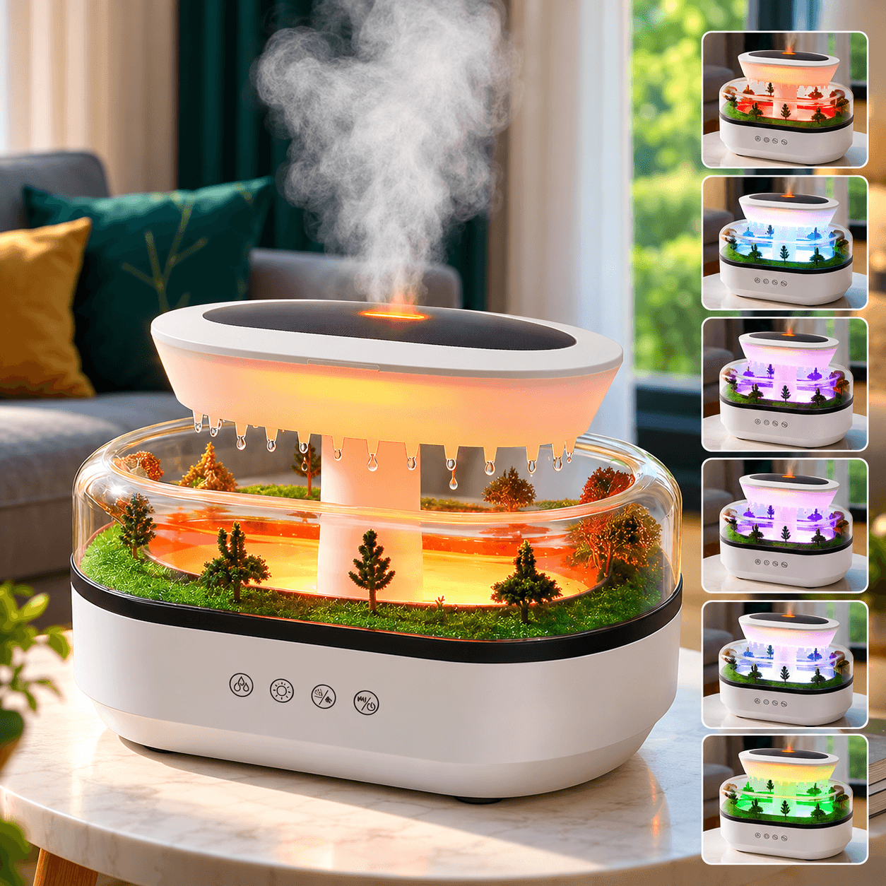 Humidificateur d'Air Effet Gouttes de Pluie et Diffuseur d'Huiles Essentielles - مرطب الهواء بتصميم قطرات المطر ونشر الزيوت العطرية
