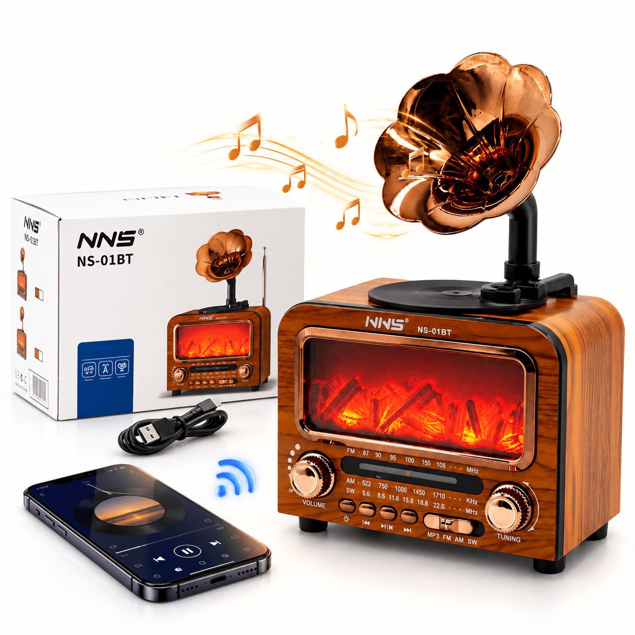 Haut-Parleur Bluetooth Vintage avec Radio NNS NS-01BT - مكبر صوت ومذياع كلاسيكي بلوتوث