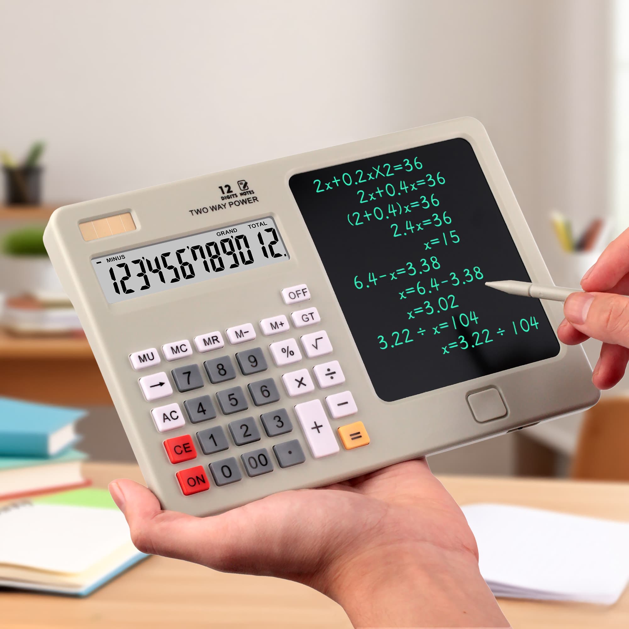 Calculatrice avec Tablette d'Écriture LCD 12 Chiffres - حاسبة رقمية مع لوحة كتابة