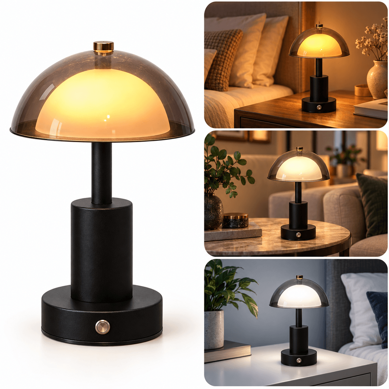 Lanterne LED Portable Sans Fil Style Motif Champignon 1101-2 - مصباح طاولات وفانوس لاسلكي على شكل فطر