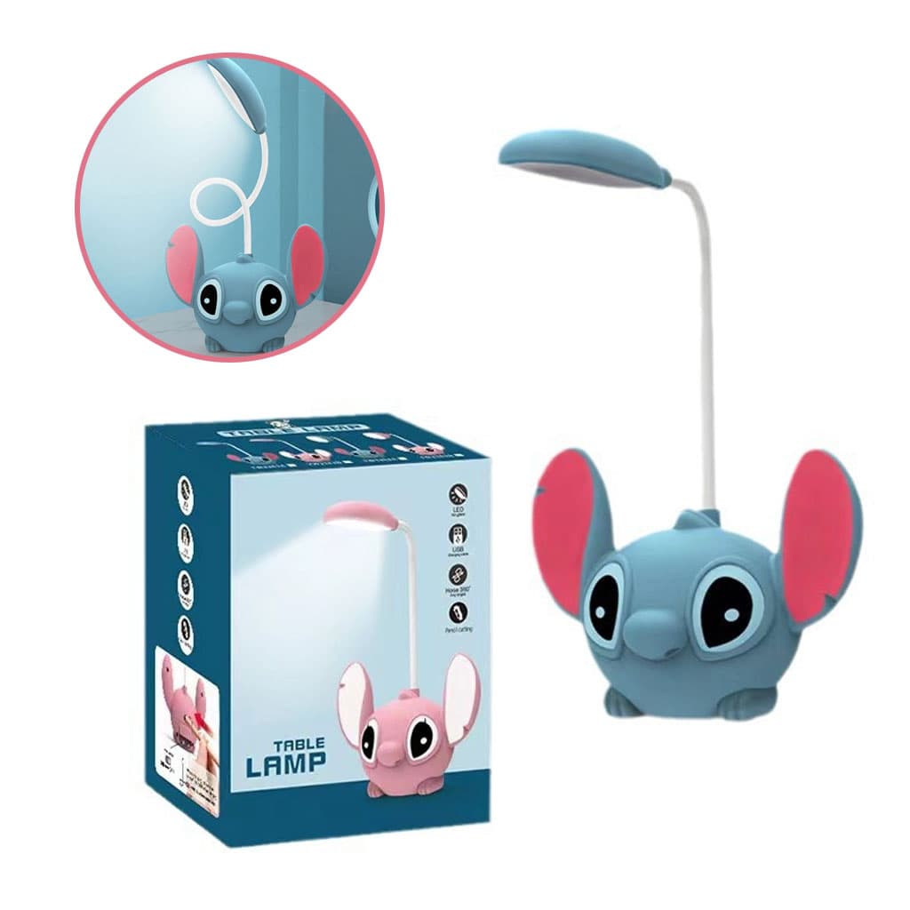 Stitch Lampe de Bureau et Veilleuse Ambiante pour Enfants avec Taille-crayon Bleu