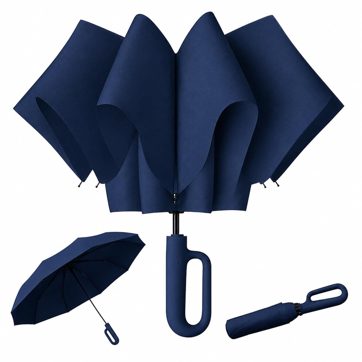 Parapluie pliant coupe-vent avec ouverture et fermeture automatiques et poignée en boucle